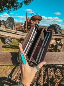 ชุดกระเป๋าสตางค์หนังแท้สำหรับผู้หญิง ดีไซน์ทันสมัย แบบพับสามตอน พร้อมซิปปิด ป้องกัน RFID สไตล์วินเทจ ซับในไนลอน - Product Image 3