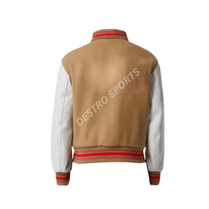 Vestes universitaires de luxe personnalisées pour hommes Veste universitaire Letterman à manches longues en cuir et laine pour tenue décontractée - Product Image 3