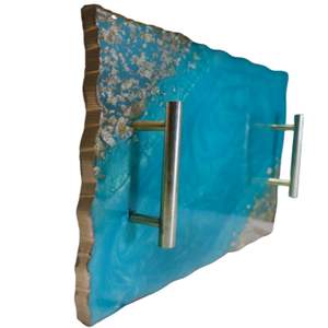 Bandeja de Servicio de Resina Hecha a Mano, Bandeja Decorativa de Epoxi para Mesa de Centro y Comedor, Bandeja de Resina de Lujo con Asas - Product Image 2