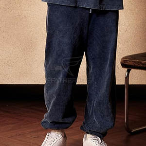 Pantalones de correr de lavado ácido para hombres modernos con diseño de tobillo acanalado y ajuste clásico - Product Image 4