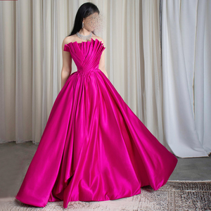 Robes de <span class=keywords><strong>soirée</strong></span> formelles de style bohème Jancember SF011, fuchsia, plissées, coupe trapèze - Product Image 1