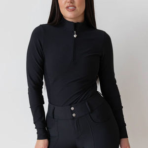 Camiseta Premium para Montar a Caballo para Mujer, Ajuste Elástico, Deportiva, Absorbe la Humedad, Manga Larga, para Práctica Ecuestre - Product Image 1