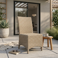 Chaise de jardin moderne en rotin tressé résistant aux intempéries, sans accoudoirs, pour terrasse et jardin