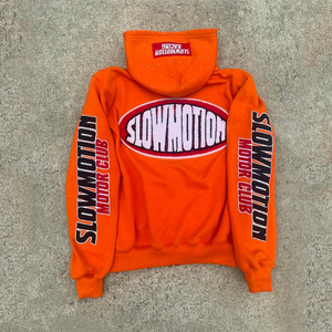OEM Wholesale Winter Streetwear Heavyweight 350grams Eco-Friendly 100% Cotton Rhinestone Hooded <b>Fleece</b> Embroidered Custom <b>Zipper</b> - Product Image 2