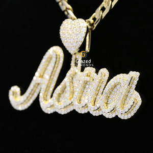 Fabuloso colgante de nombre personalizado totalmente helado con colgantes de Hip Hop de campana en diamantes redondos brillantes cultivados en laboratorio en plata 925 - Product Image 5