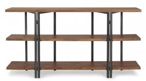 Table Console industrielle moderne et durable en bois de manguier et en fer Style ferme pliable pour chambre à coucher, salle à manger, salon et entrée - Product Image 2