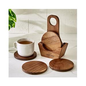 Posavasos Rústicos Hechos a Mano de Madera y Resina para Bebidas |   Posavasos de Madera Natural para Cocina, Cafetería y Decoración del Hogar - Product Image 4