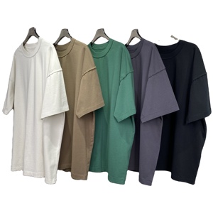 Camisetas de manga corta de alta calidad 100% algodón con hombros caídos y logotipo personalizado, camiseta desgastada para hombre, camiseta de gran tamaño para hombre - Product Image 1