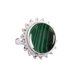 Meilleur cadeau pour les filles Bague cabochon luxueuse en malachite faite à la main Bague en argent sterling 925 estampillée Bagues de bijouterie fine - Product Image 1