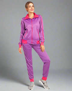 Chándal de 2 piezas personalizado de calidad superior morado OEM para mujer, conjunto a juego de 2 piezas de longitud completa para mujer y conjunto de chándal para mujer - Product Image 2