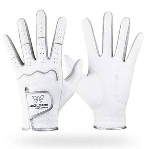 Wolson Industry Wholesale Premium Soft Ladies Men Anti Slip Grip PU Leather Impreso logo Guantes de golf de colores personalizados para unisex. - Product Image 1