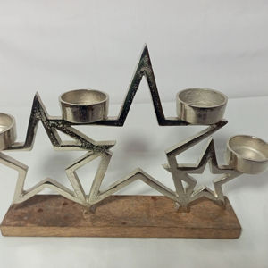 Portavelas de Metal Dorado con Relieve para Velas de Té, Decoración Navideña, Centro de Mesa - Product Image 1