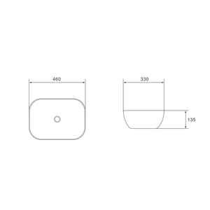 Lavabo rectangulaire en céramique blanche pour comptoir 46 cm L Catégorie de produit : Lavabos - Product Image 3