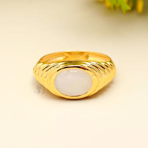 Arco Iris piedra lunar anillo de plata esterlina forma ovalada Arco Iris piedra lunar anillo junio piedra natal anillo de plata esterlina - Product Image 2