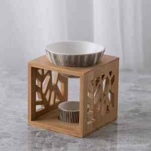 Brûleur de Bakhoor en bois écologique élégant, bol en céramique adapté à l'encens arabe, parfum d'intérieur, Ramadan, religieux, élégant - Product Image 2