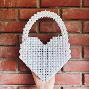 Sac de rangement en plastique perlé ivoire moderne | Sac à main et sac à bandoulière faits à la main de grande capacité | Garde-robe Applicable - Product Image 1