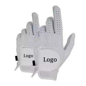 Guante de golf de cuero Cabretta genuino 100% nuevo 2024 logotipo personalizado gran oferta Super suave todo blanco Premium Cabretta cuero - Product Image 1