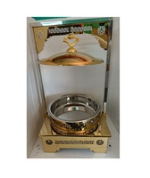 Plat de service artisanal classique et élégant en acier inoxydable martelé, motif floral, 4 pièces, chauffe-plat pour mariage, vaisselle