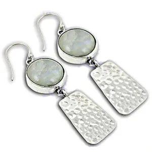 Boucles d'oreilles pendantes en argent 925 pour femmes avec pierre de lune, boucles d'oreilles pendantes tendance - Product Image 2