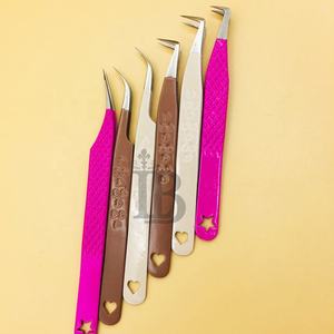 Meilleures ventes : Pinces à cils pour extensions de cils en vison, en acier inoxydable, droites et courbées, motif cœur, pour extensions de faux cils - Product Image 2