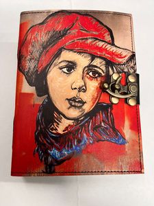 100% pur cahier papier recyclé à la main en cuir relié Journal avec serrure de ceinture grand papier blanc voyage Jounal Vintage cahier - Product Image 5