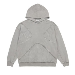 Sudaderas con capucha de algodón 100% de alta calidad French Terry Acid Wash Vintage Custom Patchwork Hoodies para hombres - Product Image 1