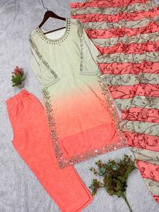 Nuevo Conjunto de Diseñador para la Temporada de Bodas: Hermosas Cuentas con Bordado de Espejos Reales, Top y Pantalón con Dupatta - Product Image 3