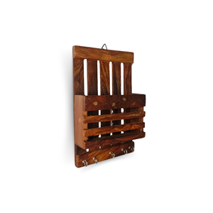 Porte-clés mural en bois avec crochets |   Organisateur de clés artisanal rustique pour entrée, salle de bain, salon, décoration intérieure - Product Image 5