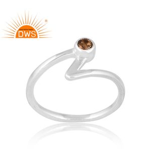 แหวนพลอยสโมคกี้ธรรมชาติทำจากเงินสเตอร์ลิงเครื่องประดับตามสั่งสำหรับเป็นของขวัญสำหรับผู้หญิง - Product Image 1