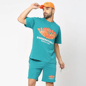 Ensemble T-shirt et short unisexe à impression personnalisée, vente chaude, coton élastique, séchage rapide, grande taille, motif uni, tenues OEM - Product Image 4