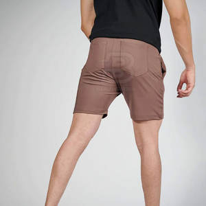 Shorts de sport pour hommes en polyester respirant de haute qualité, style décontracté ajusté, taille mi-haute, motif uni, service OEM disponible - Product Image 3