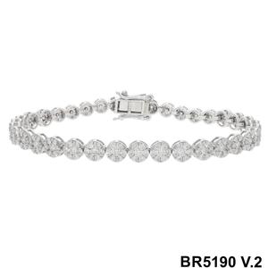 Luxurious 3.93CTW Round Diamond Cluster Tennis <b>Bracelet</b> 14K Gold Rhodium Plated Symmetrical Wedding Statement <b>Bangles</b> <b>Bracelets</b> - Product Image 2
