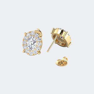 Boucles d'oreilles ovales serties de diamants, bijoux élégants au design minimaliste, accessoire de mode pour usage quotidien, cadeau pour femme - Product Image 5