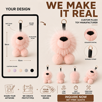 Porte-clés en peluche animal, pendentif de sac à dos, ODM OEM, lion mignon en peluche douce, personnalisé