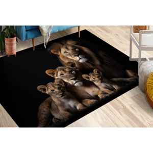 Lion Family <b>Doormat</b>: Regal Safari Animal Entry Mat Printed Rug,Nonwoven Thin Rug - Product Image 1