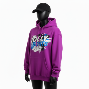 Sudadera Extra Grande para Mujer, Algodón de Alta Densidad, Felpa de Poliéster, 320GSM, Ajuste Cómodo, Color Morado Sólido, Ropa Urbana, Logotipo Personalizado Estampado, Sudadera Básica - Product Image 4