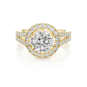 Bague de mariage en or 14 carats avec diamant de laboratoire certifié IGI, taille brillant rond de 2,50 carats, couleur F, clarté VS1, style halo - Product Image 1