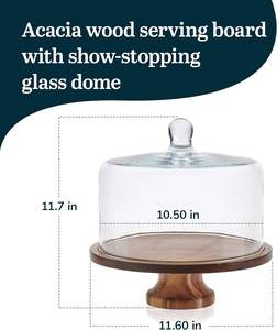 ถาดเสิร์ฟไม้คุณภาพสูง ดีไซน์หรูหรา คลาสสิก เป็นมิตรกับสิ่งแวดล้อม พร้อมฝาปิด ใช้สำหรับวางเค้ก ปลอดภัยสำหรับเครื่องล้างจานและไมโครเวฟ เหมาะสำหรับตกแต่งงานเลี้ยง ใส่ผลไม้และของหวาน - Product Image 2