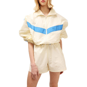 Ensemble deux pièces avec logo imprimé personnalisé Ensemble deux pièces coupe-vent en polyester zippé pour femmes pour Offre Spéciale - Product Image 1