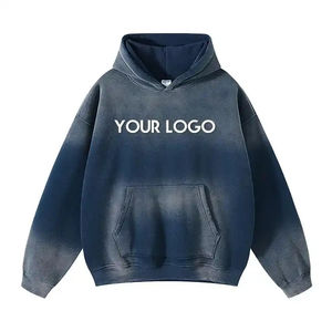 Sudadera con Capucha de Alta Calidad para Entrenamiento de Invierno, 100% Algodón, Felpa Francesa, Personalizable, Lavado Ácido Vintage, Estilo Desgastado para Hombre - Product Image 2