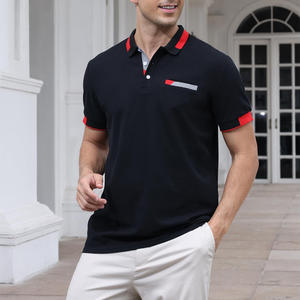 Chemise décontractée pour homme, tricotée unie, à manches courtes, avec logo personnalisé, uniforme d'entreprise, vente en gros - Product Image 5