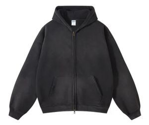 Vente de saison hivernale supérieure, sweats à capuche pour hommes en denim délavé, fabrication professionnelle, veste en polaire à capuche pour homme - Product Image 6