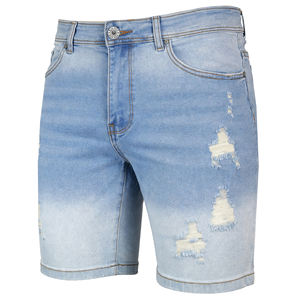 <b>Mens</b> Summer Casual Modern-Fit Straight Woven Denim <b>Shorts</b> <b>with</b> Mid-Waist Ripped Design Zip Fly and 5-<b>Pocket</b> - Product Image 2