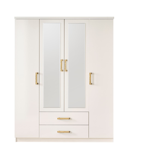 Athome GIRONA4 Convertible Cream 2-Door Wooden <b>Wardrobe</b> with Elegant Design Gold Handles Bedroom Furniture Made in Turkey - Product Image 2