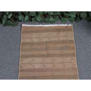 Tapis Kilim turc vintage 1,5x4,1 pi (47x126 cm), tapis en laine marron camouflage - Product Image 3