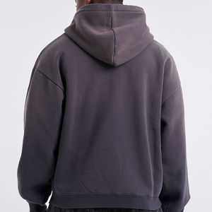 Sudadera con capucha de invierno para hombre, personalizada, de algodón 100%, forro polar, cuello redondo, corte regular, con cremallera, hombros caídos, estilo casual y peso pesado. - Product Image 2