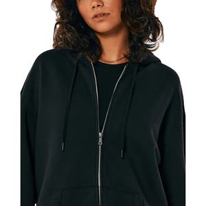 Pull à capuche en polaire 100% coton, couleur unie, haute qualité, personnalisé, Design de marque, manches longues, fermeture éclair, pour femmes, vente en gros - Product Image 5