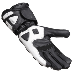 Motorbike Racing Black & White Genuine Cowhide Leather Sports Gloves Waterproof Motorcycle Auto Racing Wear Gloves For Unisex - Product Image 4