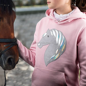 Sudadera con capucha Ecuestre para mujer con logotipo personalizado al por mayor sudadera extragrande con pantalones de nuevo diseño en color negro y gris - Product Image 1