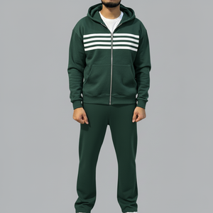 Ensemble de survêtement technique en molleton à fermeture éclair avec logo personnalisé, lavage à l'acide de haute qualité, pantalon de jogging évasé, survêtement pour homme - Product Image 6